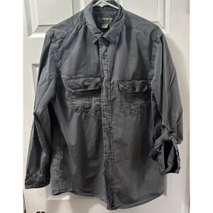 Men's Ruff Hewn Long Sleeve Button Down Gray Shirt Size Medium